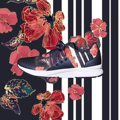 We’re treading on irresistible terrain. Designed for stepping out in style in the countryside or asphalt jungle, these sporty trainers feature Scarlet Bloom flowers and stripes and black reinforced areas at the heel, toe and lace areas, providing a great contrast with the chunky white sole. The lace holes are at the lower part of the trainer, so when they’re tied they are more firmly attached to the foot. Trainers that will make you love exercising or even just walking.