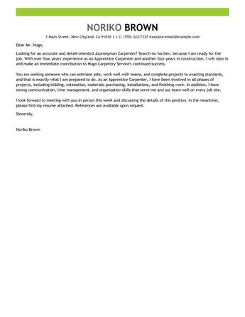 cover letter template joinery carpenter cover letter sample carpentry cover letter