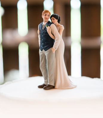 bald groom and bride