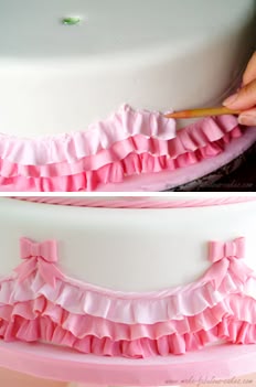 How To Make A Ruffle Flower Cake Decorating Tutorials Pink Ombre Ruffles Baptism Cake Fondant Tipsfondant