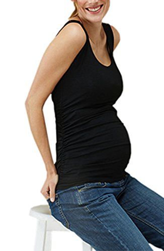 Liu /& Qu Maternity Basic Tank Top Mama Clothes Sleeveless Womens Solid Side Ruching Vest