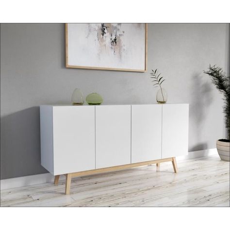 Buffet Bas Blanc Et Bois