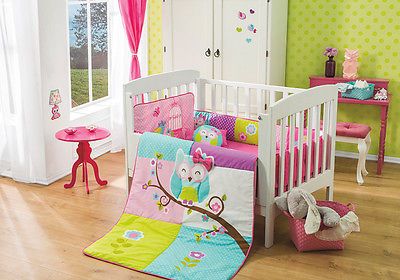 Lambs /& Ivy Family Tree Pink//Gray Owl 6-Piece Nursery Baby Crib Bedding Set