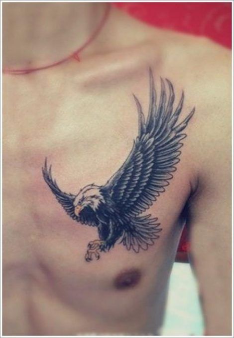 Flying Eagle Chest Tattoo Melhores Tatuagens No Peito Tatuagem De Aguia No Peito Jovens Tatuados