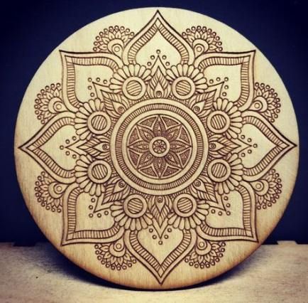 Indian Mandala design coasters Pyrography