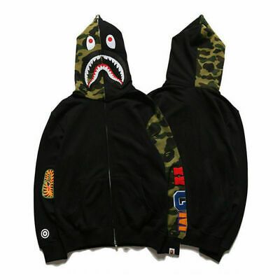 Hot Bathing Ape Bape Shark Jaw Men/'s Sweats Coat Jacket Camo Full Zipper Hoodie