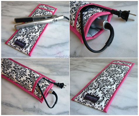 Flat Iron or Curling Iron Case Heat Resistant Flat or Curling Iron Case Fancy Buttons