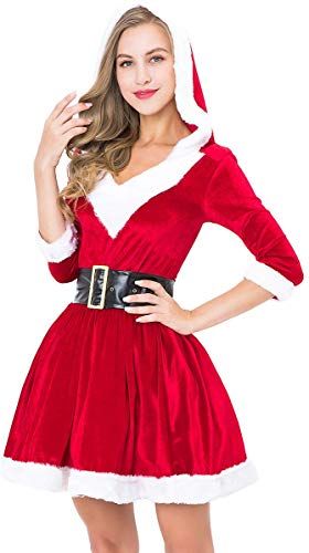 Claus Santa Costume Cosplay Christmas Dress Costume Bapbog Womens 2 Piece Mrs