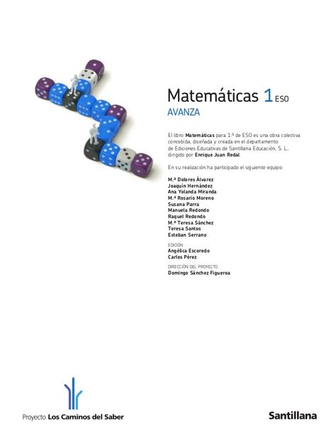 Mates 1º Eso Avanza Santillana Libros De Matemáticas Matematicas Matematicas 1 Secundaria