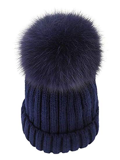 Warme Bommel-Mütze Pudel-Mütze Winter-Mütze Strick-Mütze Damen Herren Unisex