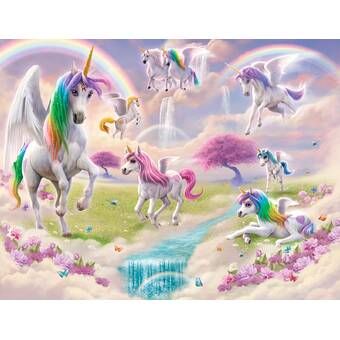 3d Unicorn Removable Wallpaperpeel And Stick Wall Mural Etsy Feature Wall Wallpaper Nursery Wall Stickers Kids Wall Decals