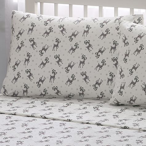 Reindeer 100% Cotton Flannel Sheet Set Flannelette Sheet & Pillow Cases | Shop