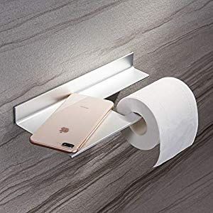 WC Toilettenpapierhalter mit Ablage Klopapierhalter Klorollenhalter ohne bohren