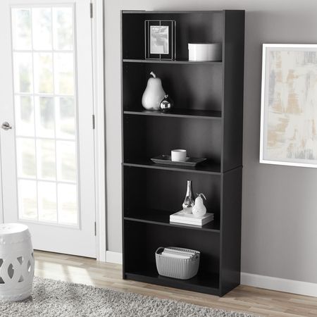 Brown Mainstay 71 5 Shelf Bookcase