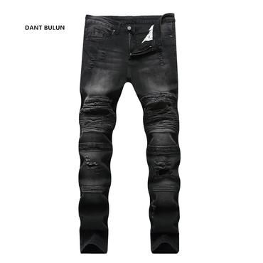 Jotebriyo Mens Hole Stretchy Straight Leg Stylish Moto Biker Denim Shorts
