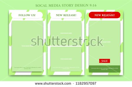 editable social media stories template soft green abstract story frame template