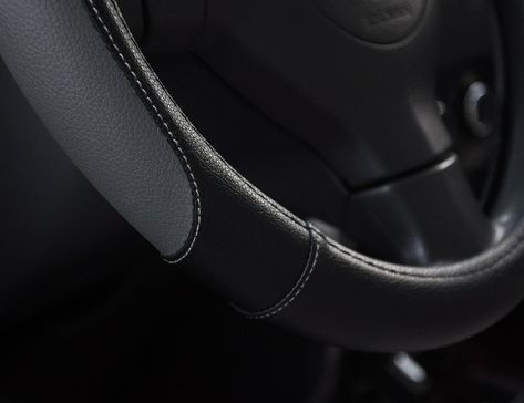 Elantrip Leather Steering Wheel Cover 14 1//2 to 15 inch Universal Anti Slip Odorless for Car Truck SUV Grey and Black