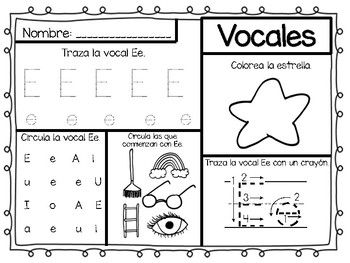 Aprender Las Vocales Fichas Para Colorear Con Imagenes Vocal