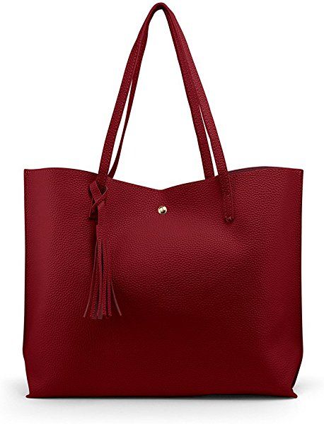 Brown Women/'s Fashion Faux Leather Large Tote Bag Ladies Shoulder Handbag
