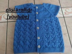 MAVİ KURDELEDEN FİYONKLU BEBEK YELEK YAPMAK 30