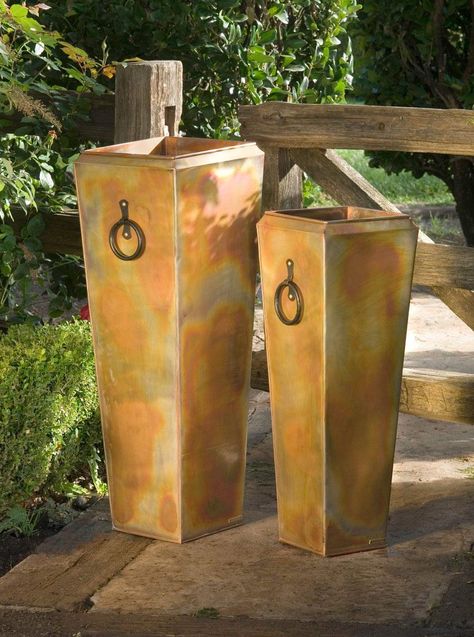 Tall Planter From H Potter Santa Fe Outdoor Planters Copper Santa Fe Tall Outdoor Planters Copper