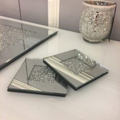 Diamond Glitz Set Of 4 Mirrored Coasters Picture Perfect Home Gold Coasters Crystal Furniture Glitz