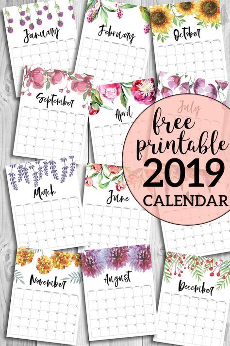 Free Printable Calendar 2019 Floral Diarove Napady Tlac Kalendar