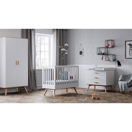 Chambre Nautis Lit 60x120 Commode Armoire Blanc Chambre