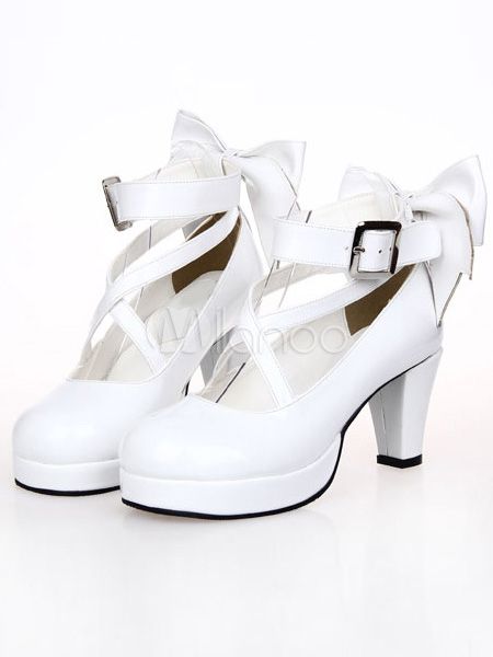 Sweet femme nœud Lacets Chunky Talons bout rond couleur coutures Lolita Chaussures Sweet femme nœud Lacets Chunky Talons bout rond couleur coutures Lolita Chaussures
