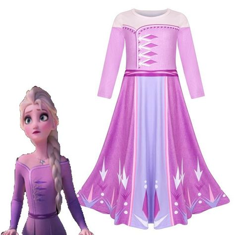 Kosplay La Reine des Neiges 2 Elsa Princesse Robe Fille Bleu Col Blanc Duvet Manche Longue Cape Tulle Glace Neiges Imprim/é Anna Costume Frozen Mariage Anniversaire Canarval