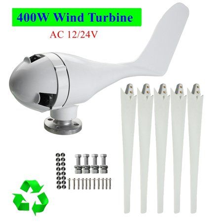 400W 24V Wind Turbine Generator Kits Aerogenerator 5 Blades w// Charge Controller
