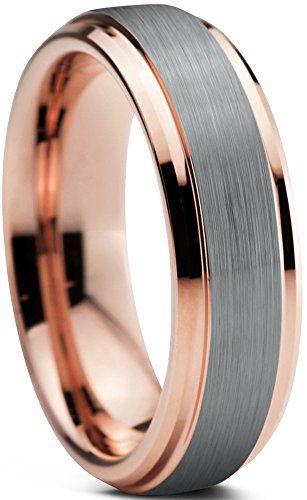 Tungsten Wedding Band Ring 6mm wide for Men Women Comfort Fit Brushed Centre and Bevelled Polished edges Lifetime Satisfaction