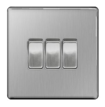 Bg Nexus Brushed Steel Less Light Switch 3g Fbs43 Stainless Bg Nexus Brushed Steel Less Light