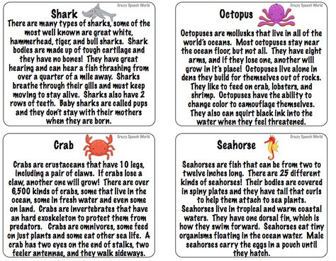 Ocean Animals Freebie! | Ocean animals, Animal facts, Ocean