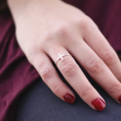 Anillo De Cruz De Plata Dorada Surfista De Metal Femenino De Anillo De Cruz De Plata Dorada Surfista De Metal Femenino De
