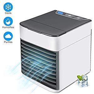Mini Luftk/ühler Mobile Klimaanlage Luftbefeuchter Luftreiniger Tragbare Klima Ventilator mit 3 Geschwindigkeitsstufen f/ür B/üro Schlafzimmer Haushalt Air Cooler