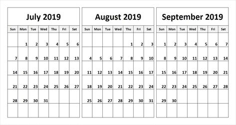 July August September 2019 Calendar In Pdf Word Excel Printable July August September 2019 Calendar In Pdf Word Excel Printable