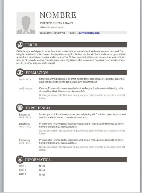 modelos de curriculum vitae en word para completar formato formatos de cv