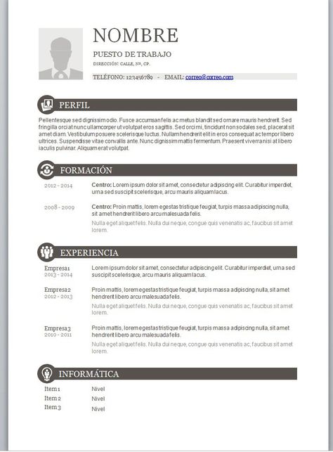 Modelos De Curriculum Vitae En Word Para Completar