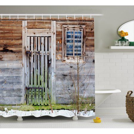 Primitive Country Decor Shower Curtain Neglected Old Farmhouse Rustic Wooden Door And Primitive Decorating Country Primitive Bathrooms Country Farmhouse Decor
