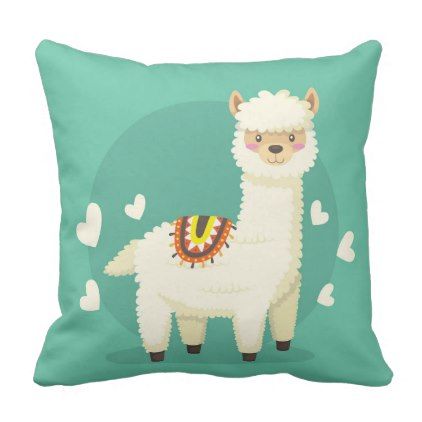 cute alpaca illustration hipster trendy Llama Love Fashion pillow cute pillow