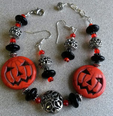 Peruvian Ceramic Orange Pumpkin Face Pendant Focal Bead DIY Charm