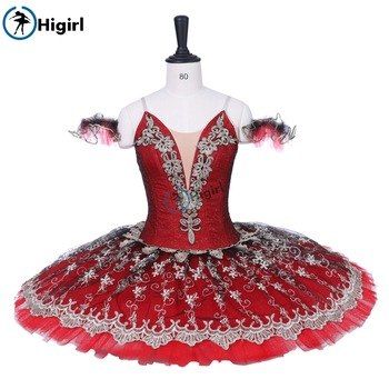 Adult Professional Ballet Platter Tutu Skirt Dance Dress Red White Lace Costume