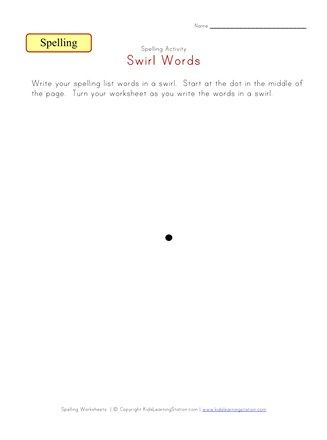 Swirl Spelling Worksheet Spelling Worksheets Writing Worksheets Worksheets