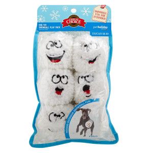 Grreat Choice Pet Holiday Comical Snowball 6 Pack Dog Toy