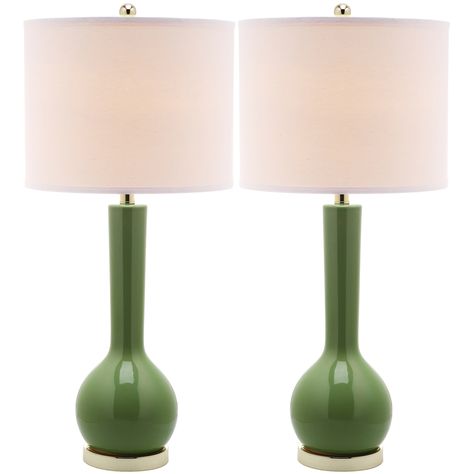 Safavieh Lighting 31 inch Mae Long Neck Ceramic Fern Lamps | Table & Desk Lamps