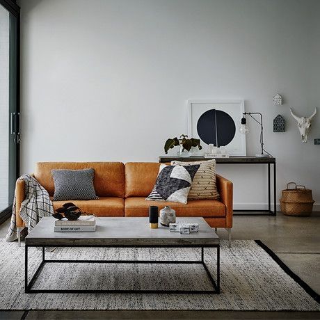 Constructing A Diy Coffee Table Concrete Freedom Furniture Room Interior Concrete Coffee Table, Coffee Table For Brown Leather Sofa