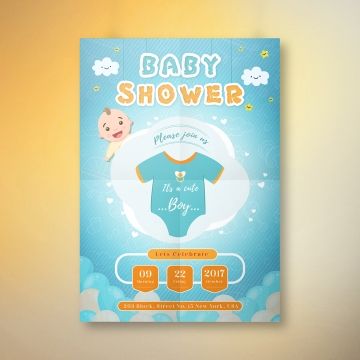 Download Blue Card For Baby Shower With A Cute Rabbit, Baby, Shower ...
