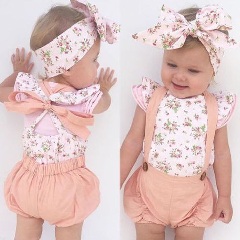 Summer Baby Girl Newborn Floral Cotton Bodysuit Romper Jumpsuit Outfit Clothes
