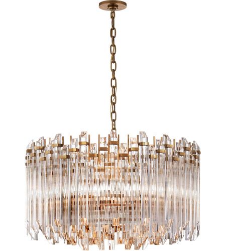 Suzanne Kasler Adele 4 Light 28 Inch Hand Rubbed Antique Brass With Clear Acrylic Chandelier Ceiling Drum Visual Comfort Lighting Clear Acrylic Chandelier Ceiling Light, Crystal Drum Chandelier Antique Brass